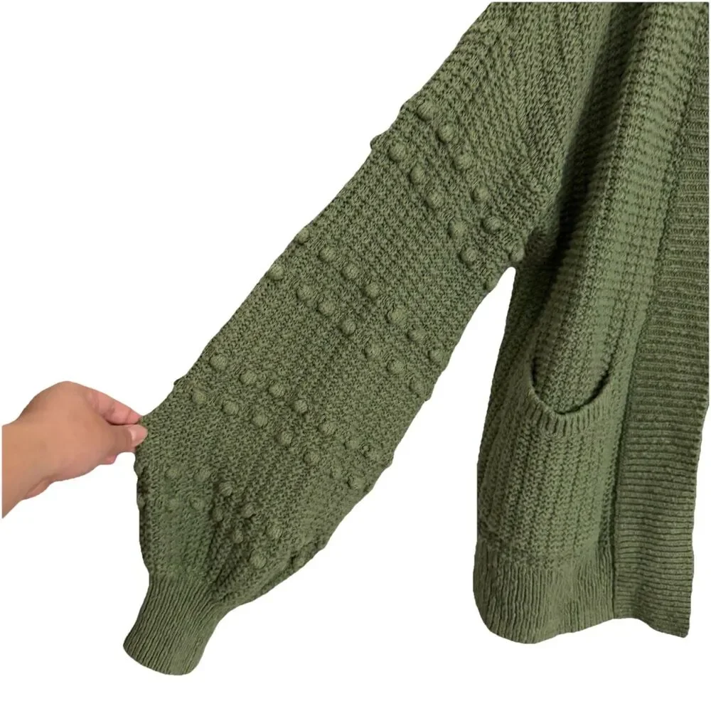 Madewell Sweater Women Small Green Bobble Cardigan Chunky Boxy Knit Open Relaxed - Picture 6 of 9